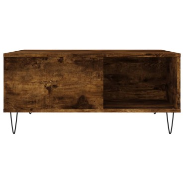 vidaXL Τραπεζάκι Σαλονιού Καπνιστή Δρυς 80x80x36,5cm Επεξεργασμ. Ξύλο 1 τεμ.