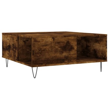 vidaXL Τραπεζάκι Σαλονιού Καπνιστή Δρυς 80x80x36,5cm Επεξεργασμ. Ξύλο 1 τεμ.