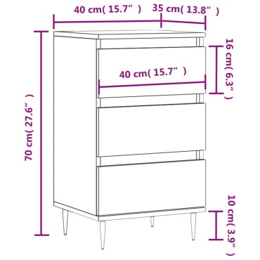 vidaXL Συρταριέρα Λευκή 40x35x70cm από Επεξεργασμένο Ξύλο 1 τεμ.