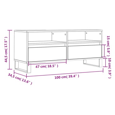 vidaXL Έπιπλο Τηλεόρασης Λευκό 100x34,5x44,5cm Επεξεργασμένο Ξύλο