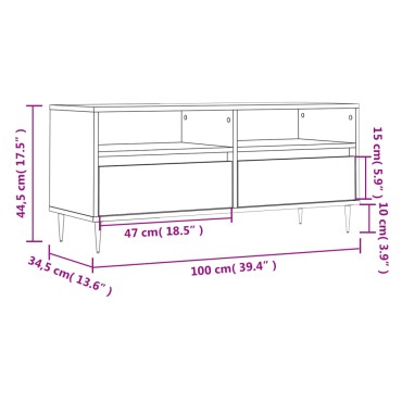 vidaXL Έπιπλο Τηλεόρασης Γυαλ. Λευκό 100x34,5x44,5cm Επεξεργ. Ξύλο