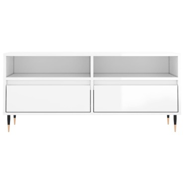 vidaXL Έπιπλο Τηλεόρασης Γυαλ. Λευκό 100x34,5x44,5cm Επεξεργ. Ξύλο