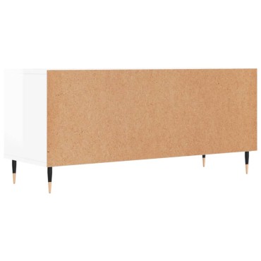vidaXL Έπιπλο Τηλεόρασης Γυαλ. Λευκό 100x34,5x44,5cm Επεξεργ. Ξύλο