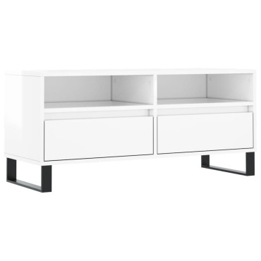 vidaXL Έπιπλο Τηλεόρασης Γυαλ. Λευκό 100x34,5x44,5cm Επεξεργ. Ξύλο