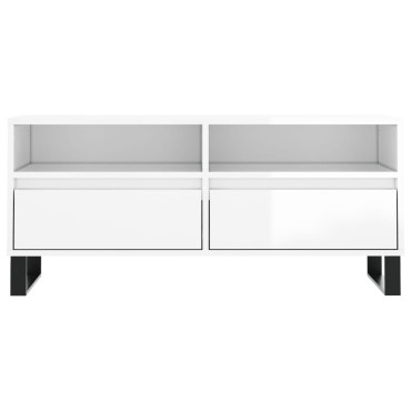 vidaXL Έπιπλο Τηλεόρασης Γυαλ. Λευκό 100x34,5x44,5cm Επεξεργ. Ξύλο