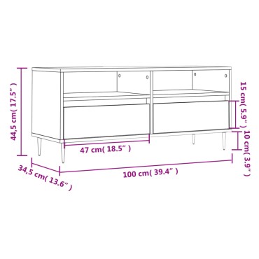 vidaXL Έπιπλο Τηλεόρασης Γκρι Σκυρ. 100x34,5x44,5cm Επεξ. Ξύλο