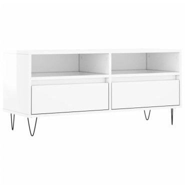vidaXL Έπιπλο Τηλεόρασης Γυαλ. Λευκό 100x34,5x44,5cm Επεξεργ. Ξύλο