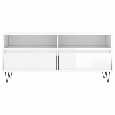 vidaXL Έπιπλο Τηλεόρασης Γυαλ. Λευκό 100x34,5x44,5cm Επεξεργ. Ξύλο