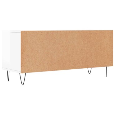 vidaXL Έπιπλο Τηλεόρασης Γυαλ. Λευκό 100x34,5x44,5cm Επεξεργ. Ξύλο