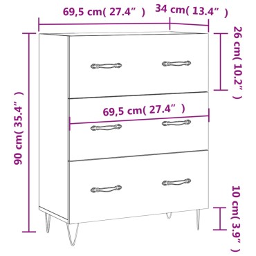 vidaXL Ντουλάπι Λευκό 69,5x34x90cm από Επεξεργασμένο Ξύλο 1 τεμ.