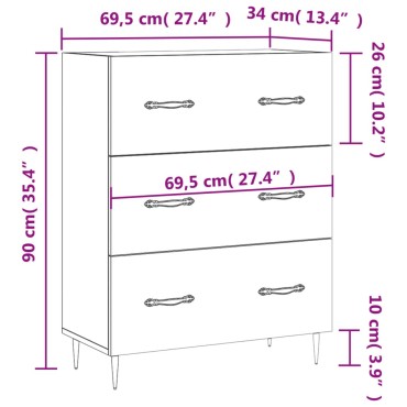 vidaXL Ντουλάπι Καφέ Δρυς 69,5x34x90cm Επεξεργασμένο Ξύλο 1 τεμ.
