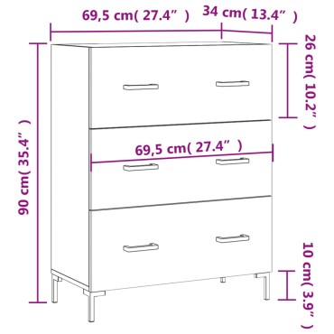 vidaXL Ντουλάπι Λευκό 69,5x34x90cm από Επεξεργασμένο Ξύλο 1 τεμ.