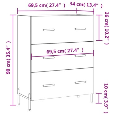 vidaXL Ντουλάπι Γκρι Sonoma 69,5x34x90cm από Επεξεργασμένο Ξύλο 1 τεμ.