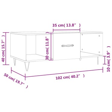 vidaXL Τραπεζάκι Σαλονιού Sonoma Δρυς 102x50x40cm από Επεξεργ. Ξύλο 1 τεμ.