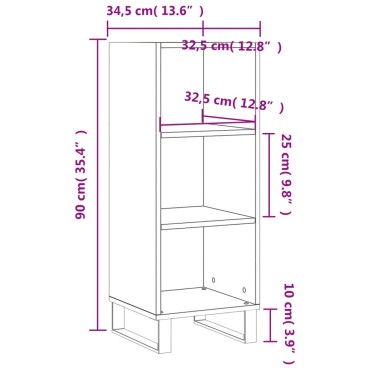 vidaXL Ντουλάπι Καφέ Δρυς 34,5x32,5x90cm Επεξεργασμένο Ξύλο 1 τεμ.