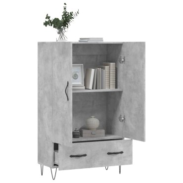 vidaXL Ντουλάπα Γκρι Σκυροδέματος 69,5x31x115cm Επεξεργ. Ξύλο 1 τεμ.