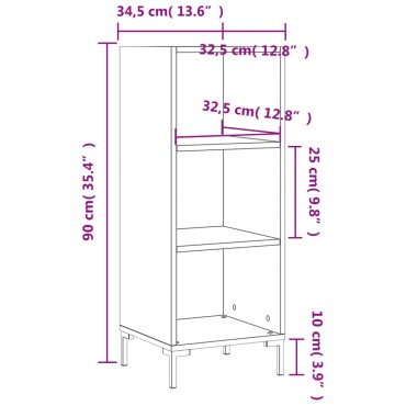 vidaXL Ντουλάπι Μαύρο 34,5x32,5x90cm Επεξεργασμένο Ξύλο 1 τεμ.