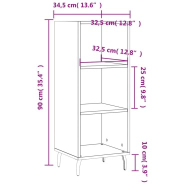 vidaXL Ντουλάπι Μαύρο 34,5x32,5x90cm Επεξεργασμένο Ξύλο 1 τεμ.