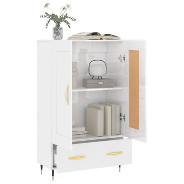 vidaXL Ντουλάπα Γυαλ. Λευκό 69,5x31x115cm από Επεξεργασμένο Ξύλο 1 τεμ.