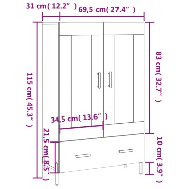 vidaXL Ντουλάπα Καπνιστή Δρυς 69,5x31x115cm Επεξεργασμένο Ξύλο 1 τεμ.
