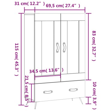 vidaXL Ντουλάπα Καπνιστή Δρυς 69,5x31x115cm Επεξεργασμένο Ξύλο 1 τεμ.