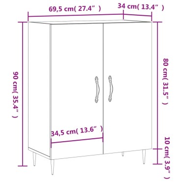 vidaXL Ντουλάπι Γκρι Σκυροδέματος 69,5x34x90cm Επεξεργασμένο Ξύλο 1 τεμ.