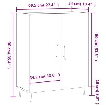 vidaXL Ντουλάπι Καφέ Δρυς 69,5x34x90cm Επεξεργασμένο Ξύλο 1 τεμ.