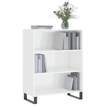 vidaXL Ραφιέρα Γυαλιστερό Λευκό 69,5x32,5x90cm από Επεξεργ. Ξύλο 1 τεμ.
