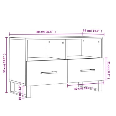 vidaXL Έπιπλο Τηλεόρασης Γκρι Sonoma 80x36x50cm από Επεξεργ. Ξύλο