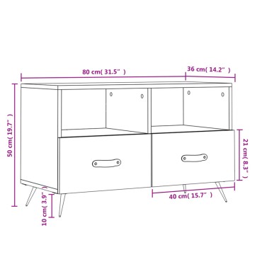 vidaXL Έπιπλο Τηλεόρασης Καπνιστή Δρυς 80x36x50cm Επεξ. Ξύλο