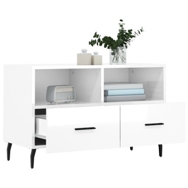 vidaXL Έπιπλο Τηλεόρασης Γυαλ. Λευκό 80x36x50cm Επεξεργασμένο Ξύλο