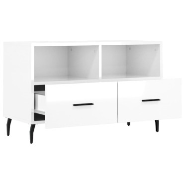 vidaXL Έπιπλο Τηλεόρασης Γυαλ. Λευκό 80x36x50cm Επεξεργασμένο Ξύλο