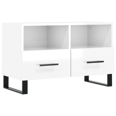 vidaXL Έπιπλο Τηλεόρασης Γυαλ. Λευκό 80x36x50cm Επεξεργασμένο Ξύλο