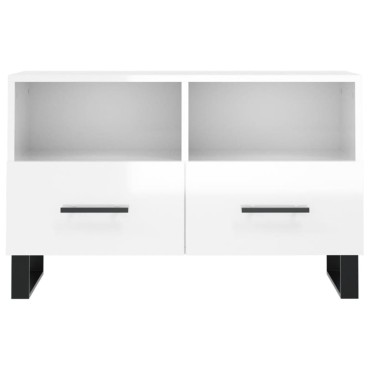 vidaXL Έπιπλο Τηλεόρασης Γυαλ. Λευκό 80x36x50cm Επεξεργασμένο Ξύλο