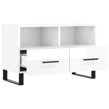 vidaXL Έπιπλο Τηλεόρασης Γυαλ. Λευκό 80x36x50cm Επεξεργασμένο Ξύλο