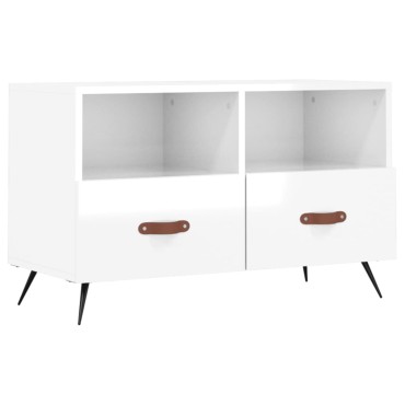 vidaXL Έπιπλο Τηλεόρασης Γυαλ. Λευκό 80x36x50cm Επεξεργασμένο Ξύλο