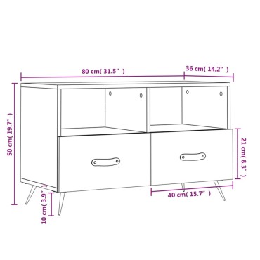 vidaXL Έπιπλο Τηλεόρασης Γυαλ. Λευκό 80x36x50cm Επεξεργασμένο Ξύλο