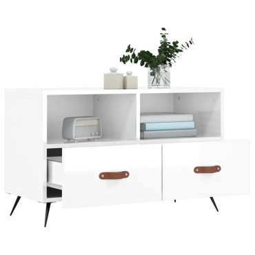 vidaXL Έπιπλο Τηλεόρασης Γυαλ. Λευκό 80x36x50cm Επεξεργασμένο Ξύλο