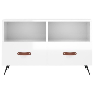 vidaXL Έπιπλο Τηλεόρασης Γυαλ. Λευκό 80x36x50cm Επεξεργασμένο Ξύλο