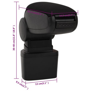 vidaXL Τεμπέλης Αυτοκινήτου Μαύρος 14,5 x 31,5 x (30-48) εκ. από ABS