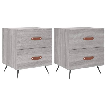 vidaXL Κομοδίνα 2 τεμ. Γκρι Sonoma 40x35x47,5cm Επεξεργ. Ξύλο