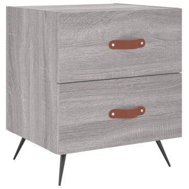 vidaXL Κομοδίνα 2 τεμ. Γκρι Sonoma 40x35x47,5cm Επεξεργ. Ξύλο