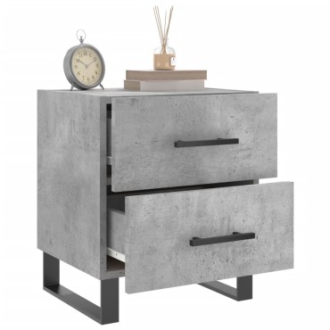 vidaXL Κομοδίνα 2 τεμ. Γκρι Σκυροδεμ. 40x35x47,5cm Επεξεργ. Ξύλο