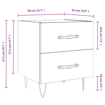 vidaXL Κομοδίνα 2 τεμ. Καπνιστή Δρυς 40x35x47,5cm Επεξεργ. Ξύλο