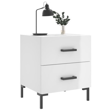 vidaXL Κομοδίνα 2 τεμ. Γυαλ. Λευκό 40x35x47,5cm από Επεξεργ. Ξύλο