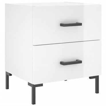 vidaXL Κομοδίνα 2 τεμ. Γυαλ. Λευκό 40x35x47,5cm από Επεξεργ. Ξύλο