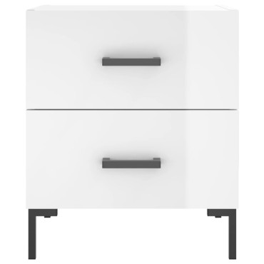 vidaXL Κομοδίνα 2 τεμ. Γυαλ. Λευκό 40x35x47,5cm από Επεξεργ. Ξύλο