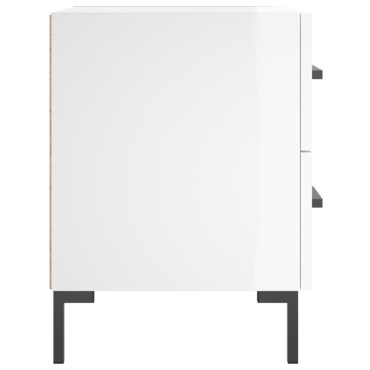 vidaXL Κομοδίνα 2 τεμ. Γυαλ. Λευκό 40x35x47,5cm από Επεξεργ. Ξύλο