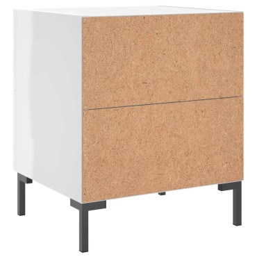 vidaXL Κομοδίνα 2 τεμ. Γυαλ. Λευκό 40x35x47,5cm από Επεξεργ. Ξύλο