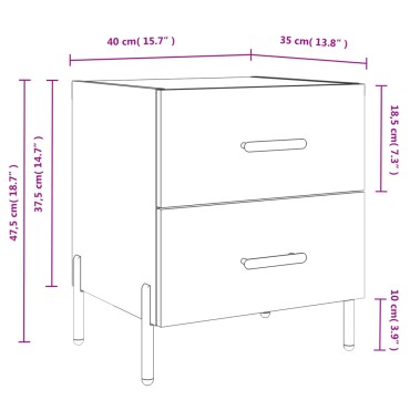 vidaXL Κομοδίνα 2 τεμ. Γυαλ. Λευκό 40x35x47,5cm από Επεξεργ. Ξύλο